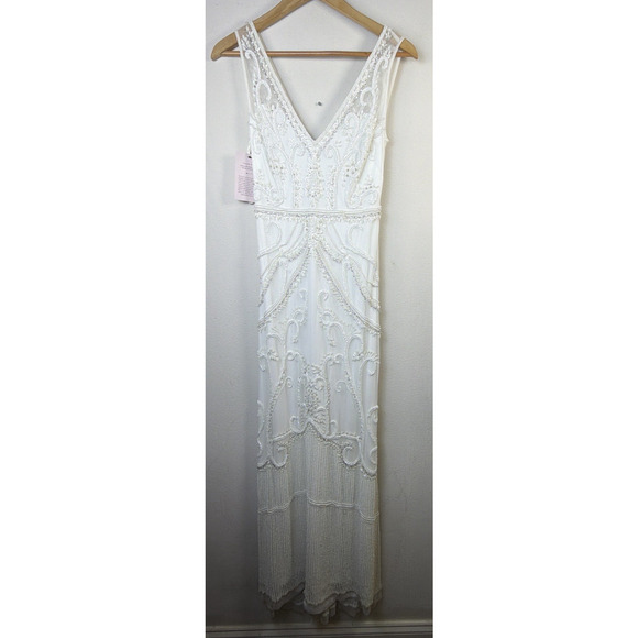 Anthropologie BHLDN Sorrento Bridal Wedding Dress Size 2 white beaded pearl NWT - Picture 5 of 16